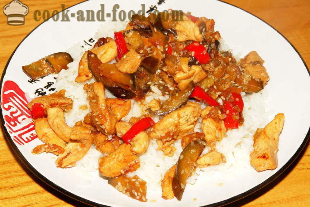 Filete de pollo en chino: con verduras y arroz - cómo cocinar un pollo en chino, un paso a paso de la receta fotos