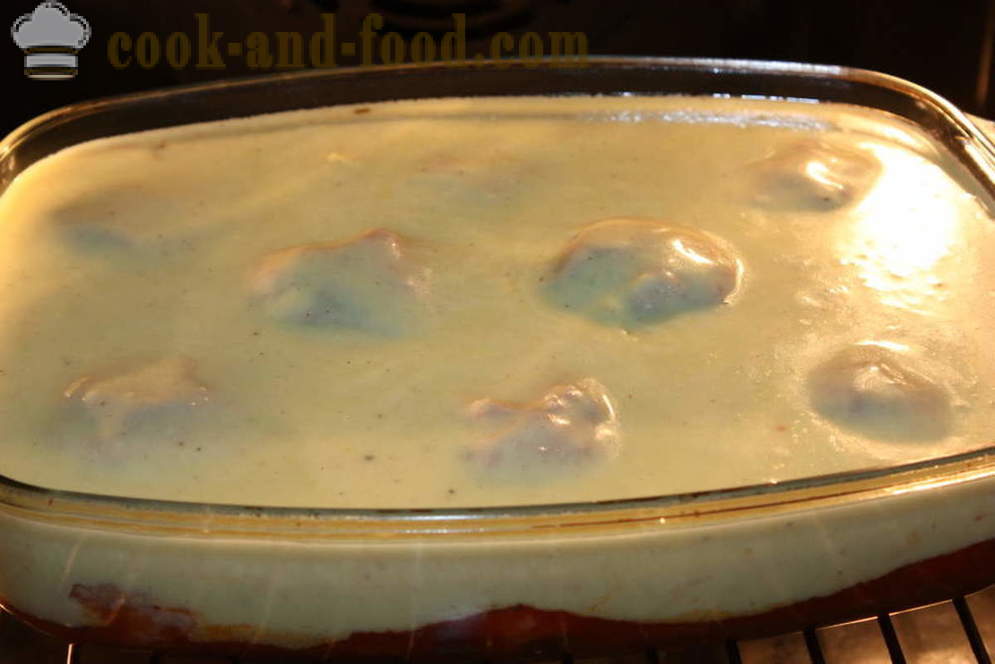 Albóndigas de carne picada y arroz en salsa de tomate y crema - cómo cocinar albóndigas con salsa en el horno, con un paso a paso las fotos de la receta