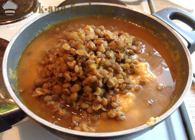 Calabaza y sopa de lentejas - cómo cocinar sopa de lentejas, paso a paso las fotos de la receta