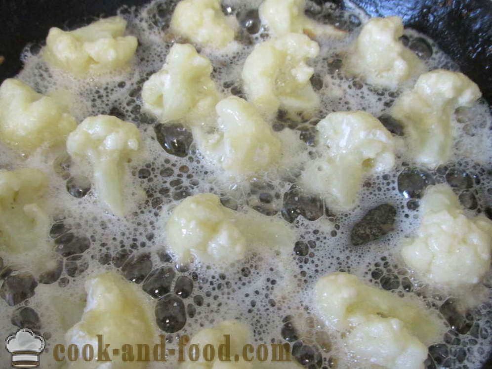 Coliflor en mezcla en el molde - cómo cocinar la coliflor en masa, con un paso a paso las fotos de la receta