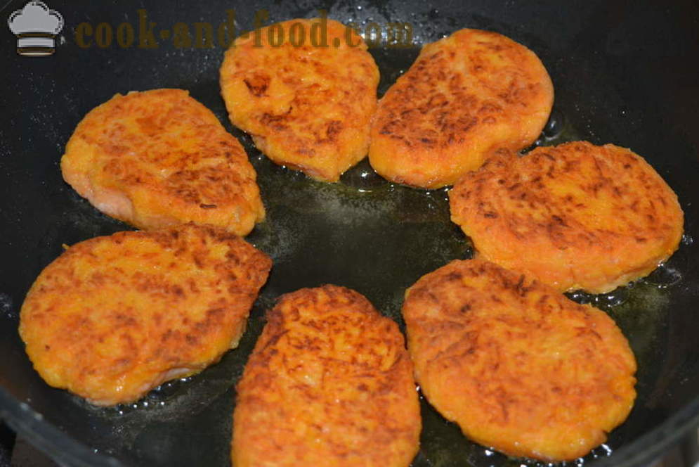 Clásico zanahoria hamburguesas con sémola, al igual que en la guardería - cómo cocinar hamburguesas zanahorias cocinadas en la sartén, receta con fotos paso a paso
