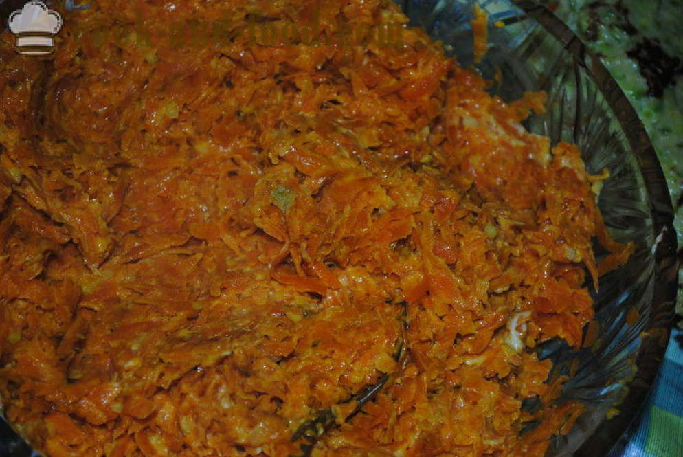 Pastel de verduras de calabacín rellenos de zanahoria, calabaza cómo cocinar un pastel, paso a paso las fotos de la receta