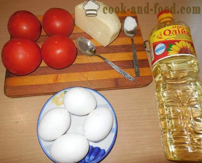 Huevos revueltos originales o los tomates en un delicioso tomate con huevo y queso - cómo cocinar huevos revueltos, fotos paso a paso de la receta