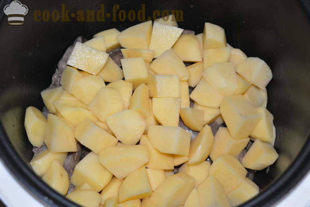 Hígado de pollo tierno con patatas en multivarka - cómo cocinar las patatas con el hígado de pollo en multivarka, paso a paso las fotos de la receta