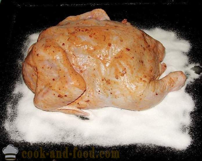 Sal de pollo en el horno - la forma de cocinar el pollo para la sal, un paso a paso de la receta fotos