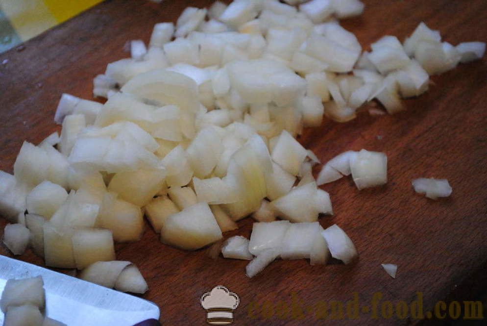 Ensalada de hojaldre con setas y queso - Cómo preparar ensalada de capas con setas, un paso a paso de la receta fotos