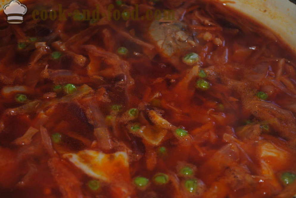 Sopa de remolacha con remolacha, col y carne - cómo cocinar sopa con remolacha, con un paso a paso las fotos de la receta