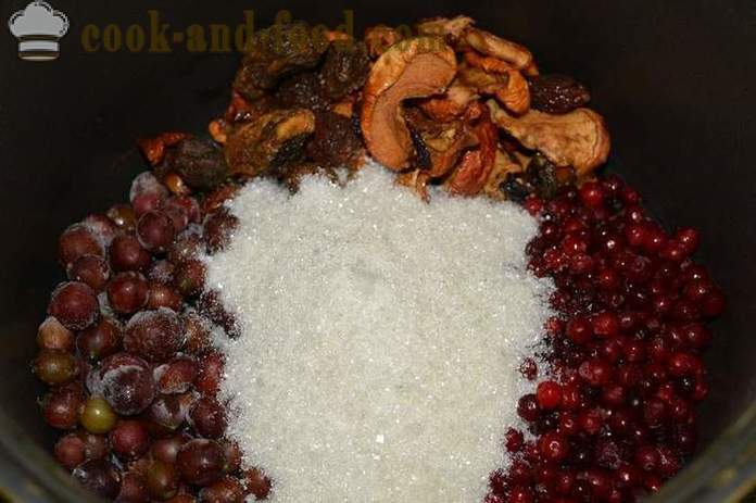 Compota de frutos secos y bayas congeladas en multivarka - cómo cocinar compota de frutas en multivarka, paso a paso las fotos de la receta