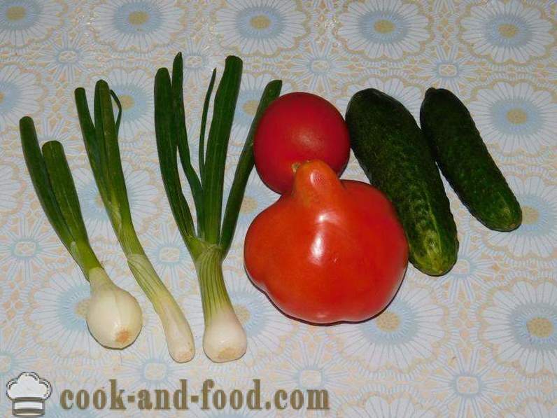 Ensalada campesina con queso, pepino y tomate para el almuerzo o cena - cómo preparar ensalada de vegetales con queso, receta con foto