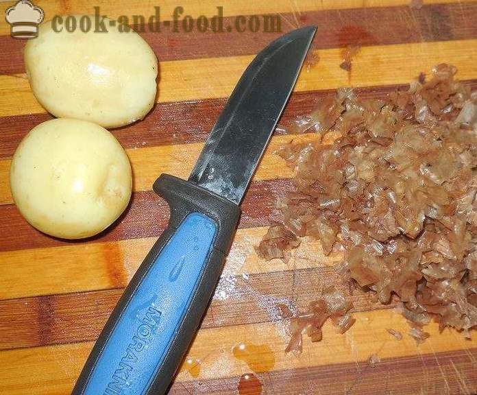 Deliciosas patatas cocidas al horno en el horno con la carne - como deliciosas patatas cocidas al horno en el agujero, la receta con fotos, paso a paso