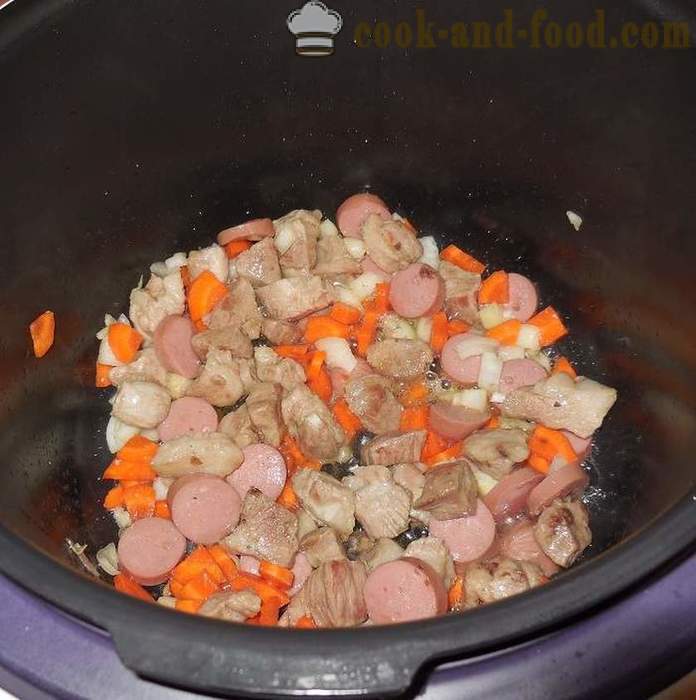 Sopa de guisantes en multivarka, la carne y las salchichas ahumadas - cómo cocinar sopa de guisantes - un paso a paso de la receta fotos