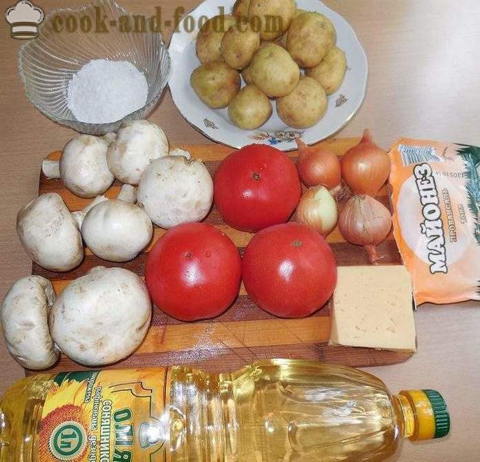 Cazuela de verduras con setas y patatas en multivarka - cómo cocinar cazuela de verduras - receta con fotos - paso a paso