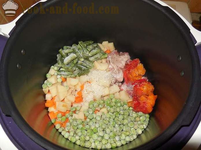 Deliciosa sopa de verduras con carne en multivarka - un paso a paso la receta con fotos cómo cocinar sopa de verduras con guisantes y judías verdes congeladas
