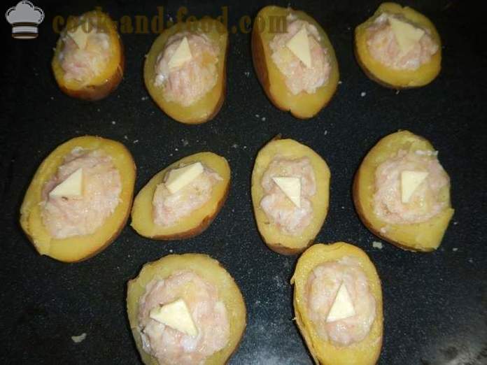Patatas cocidas al horno con carne picada y queso - papas al horno como en el horno, la receta paso a paso con fotos.