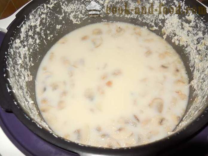 Sopa de queso con queso fundido, champiñones y pollo - cómo cocinar sopa de queso en multivarka, paso a paso la receta con fotos.