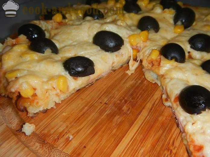 Pizza de la patata rápido en el molde durante 10 minutos o tortitas de patata con relleno - cómo cocinar una pizza en una sartén, un paso a paso la receta con fotos.