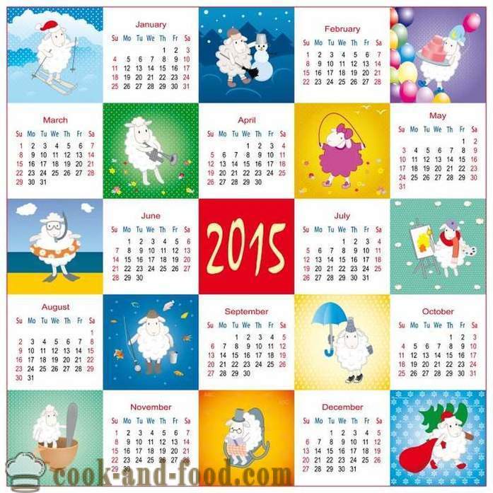 Calendario para el 2015 año de la cabra (oveja): descargar gratis calendario de Navidad con cabras y ovejas.