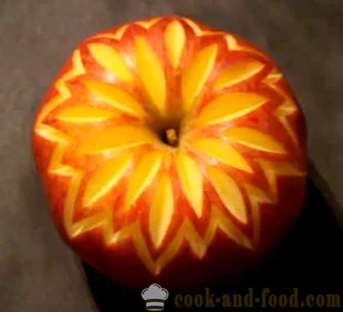 Decoraciones de frutas para platos, pastel, tabla o la talla de una manzana con una foto, un vídeo