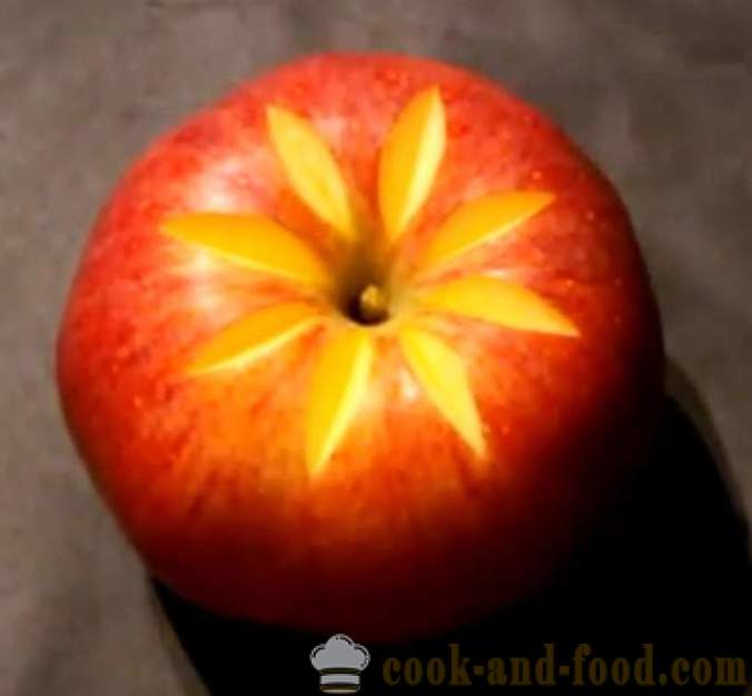 Decoraciones de frutas para platos, pastel, tabla o la talla de una manzana con una foto, un vídeo