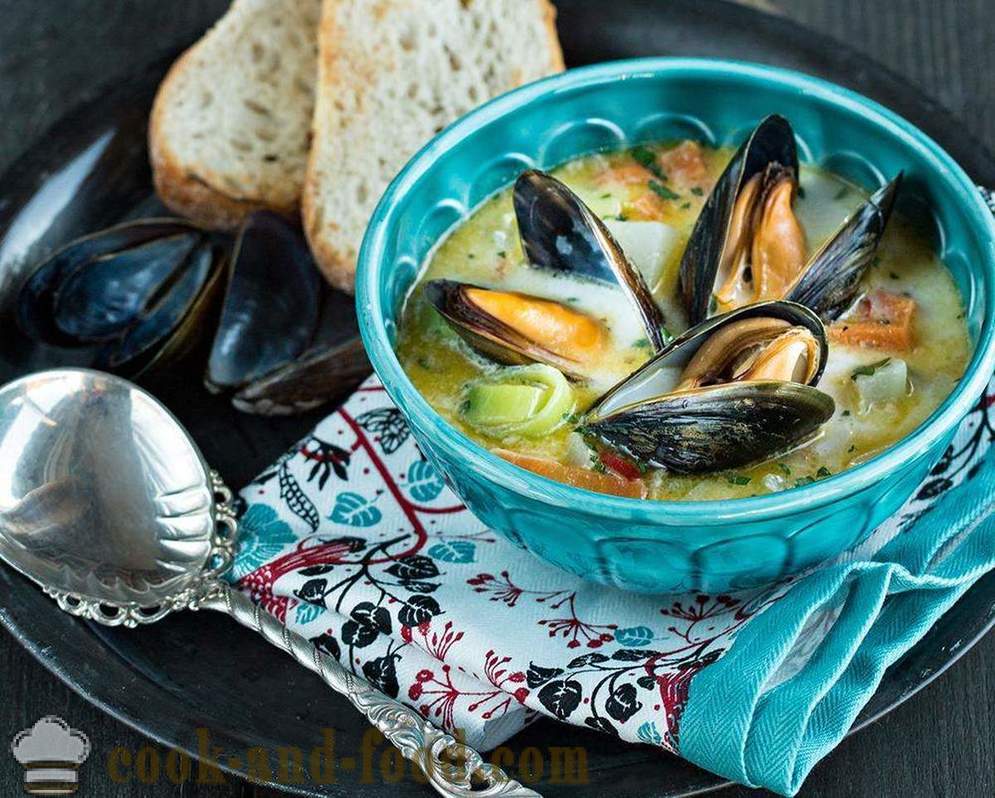 Tres deliciosos mariscos receta de la sopa